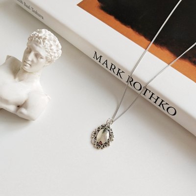 925 sterling silver vintage flower lace glossy pendant necklace silver fashion exquisite necklace for women fine jewelry