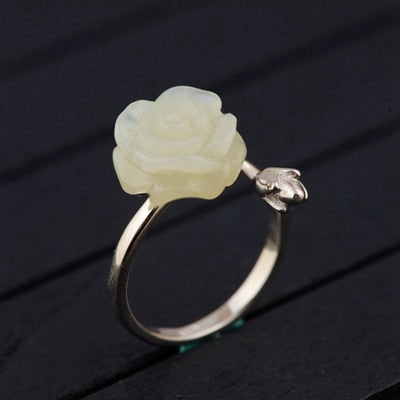 925 sterling silver white jade rigns handmade natural hetian white jade adjustable rings for women jade jewelry charms