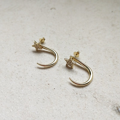 925 sterling silver zircon fish hook stud earrings gold fashion creative star earrings for women fine jewelry for charms