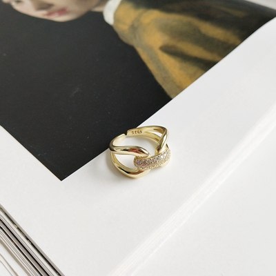 925 sterling silver zircon pull buckle open rings gold fashion wild index finger rings for women luxurious jewelry gift