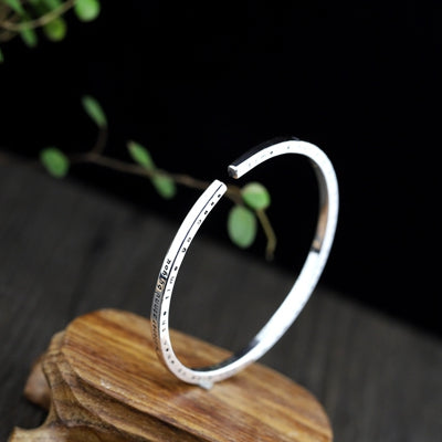 999 sterling silver letter bangles handmade fashion charms sterling silver Love message bangles for women jewelry gift