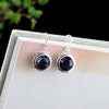black agate earrings silver 925 sterling handmade natural black agate blue sand stone earrings for women jewelry charms