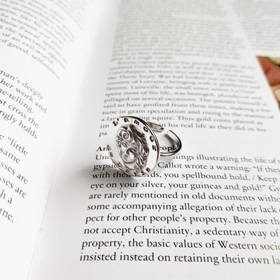 new 925 sterling silver Emboss figure rings silver round design irregular avatar coin rings for women vintage jewelry