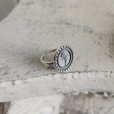 new 925 sterling silver vintage rose flower rings silver do old exquisite open rings for women festival jewelry gift