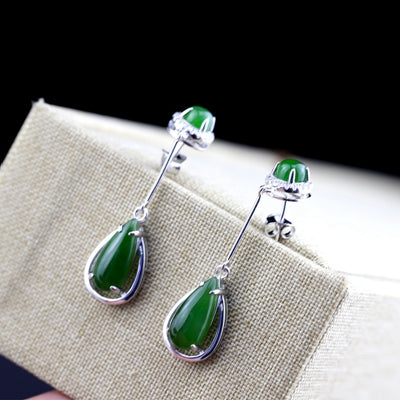silver 925 jewelry jasper earrings natural green jasper dropwater drop earrings for women jasper silver jewelry charms
