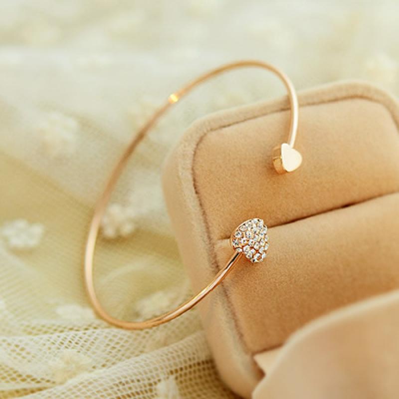 Love-Bangle-Open-Adjustable-Gold-Plated-Rhinestone-Heart-Cuff-Bracelet-Crystal-Cubic-Zirconia-Charm-Women