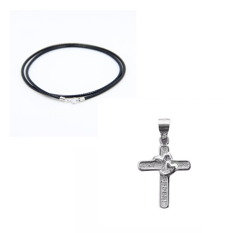 Love Cross Women Necklace Pendant Heart 925 Sterling Silver Fit For Ladies skyrim Fashion style fine Jewelry Pingente