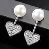 Love Gift 100&925 Sterling Silver Earrings Natural Pearl AAAA Zircon Crystal Heart Stud Earrings for Women Fashion Jewelry Whole