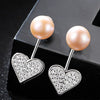 Love Gift 100&925 Sterling Silver Earrings Natural Pearl AAAA Zircon Crystal Heart Stud Earrings for Women Fashion Jewelry Whole