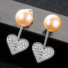 Love Gift 100&925 Sterling Silver Earrings Natural Pearl AAAA Zircon Crystal Heart Stud Earrings for Women Fashion Jewelry Whole