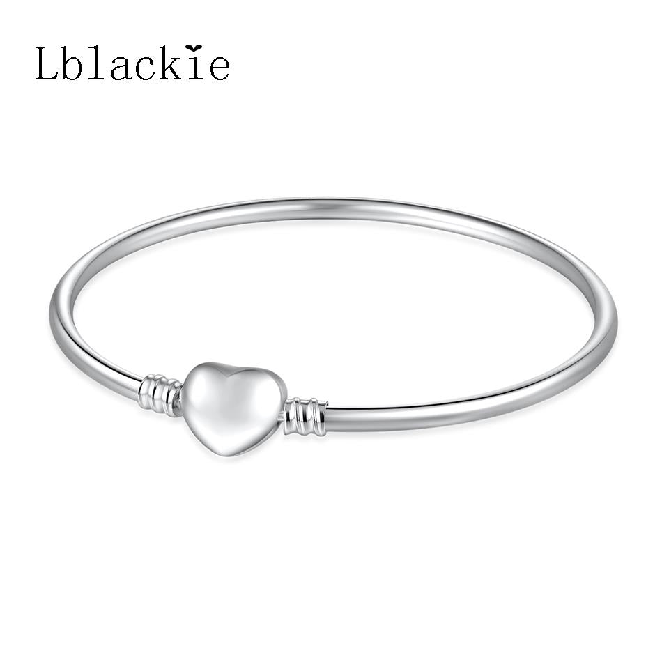 Love Heart Clasp Bracelets for Women Basic Chain for Beads Charms Pendant Silver Plated fit Pandora Bracelets & Bangles