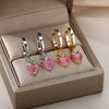Love Heart Earrings For Women Stainless Steel Opal Earrings 2023 Trend Korean Wedding Band Jewelry Couple Gift brincos