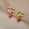 Love Heart Earrings For Women Stainless Steel Opal Earrings 2023 Trend Korean Wedding Band Jewelry Couple Gift brincos