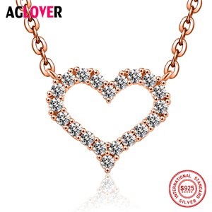 Love Heart Necklace 925 Silver Fashion Charm Heart Pendant Silver AAA Zircon Necklace Jewelry
