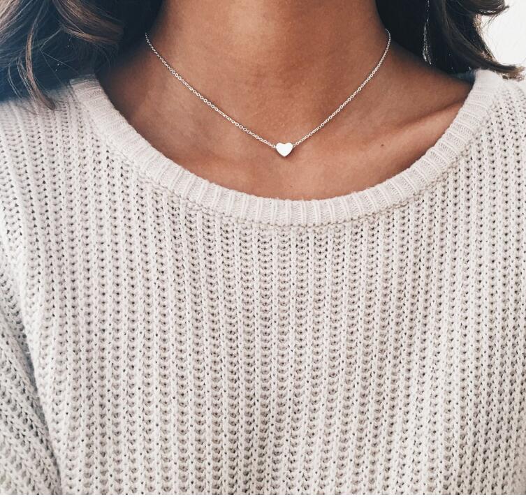 Love Heart Necklaces & Pendants Double Chain Choker Necklace Collar Women Statement Jewelry Bijoux