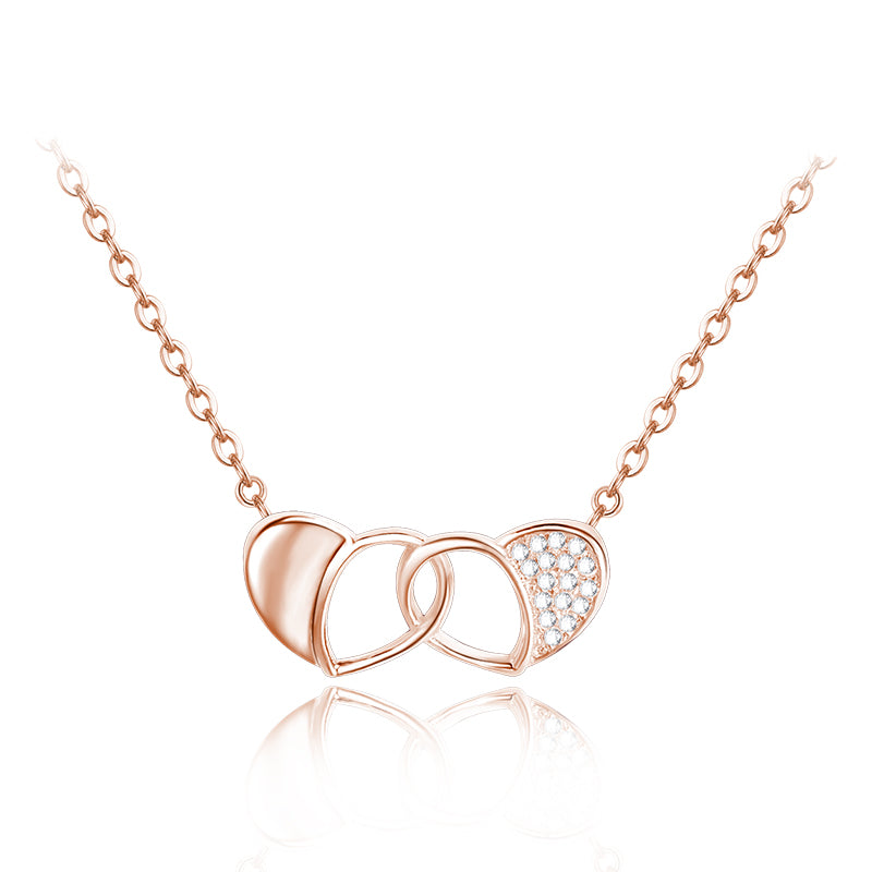 Love Hearts White/Rose 925 Sterling Silver Necklace