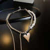 Love Pearl Necklace Women Temperament Hip Hop Double Necklace Woman Party Accessories Clavicle Chain Ladies Retro Wind 2021