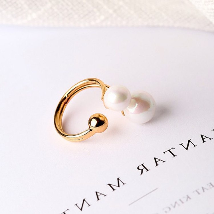 Love Wedding Rings Jewelry Ring Double Pearl Style Perle Perolas Brand Bijoux Joias Atacado Aneis Anillos Women Designer