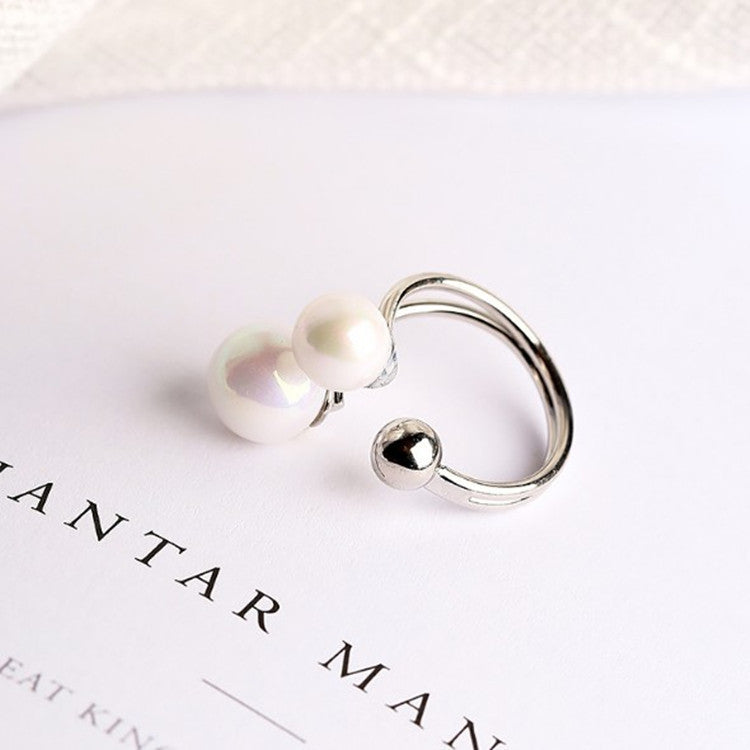 Love Wedding Rings Jewelry Ring Double Pearl Style Perle Perolas Brand Bijoux Joias Atacado Aneis Anillos Women Designer