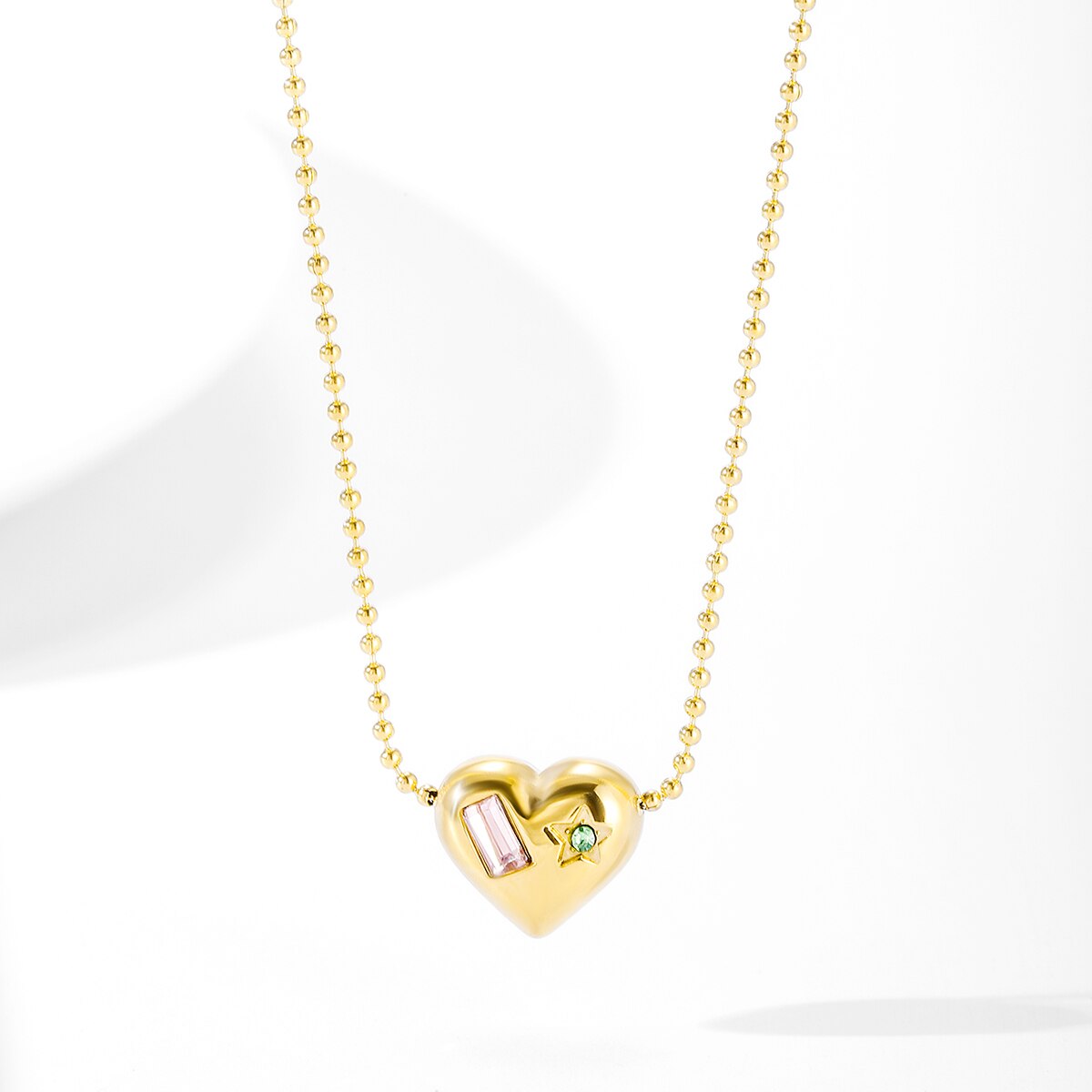 Love colored CZ Heart Pendant Necklace Customized Stainless Steel Jewelry Confession Love You for Valentine Day Mother Day Gift