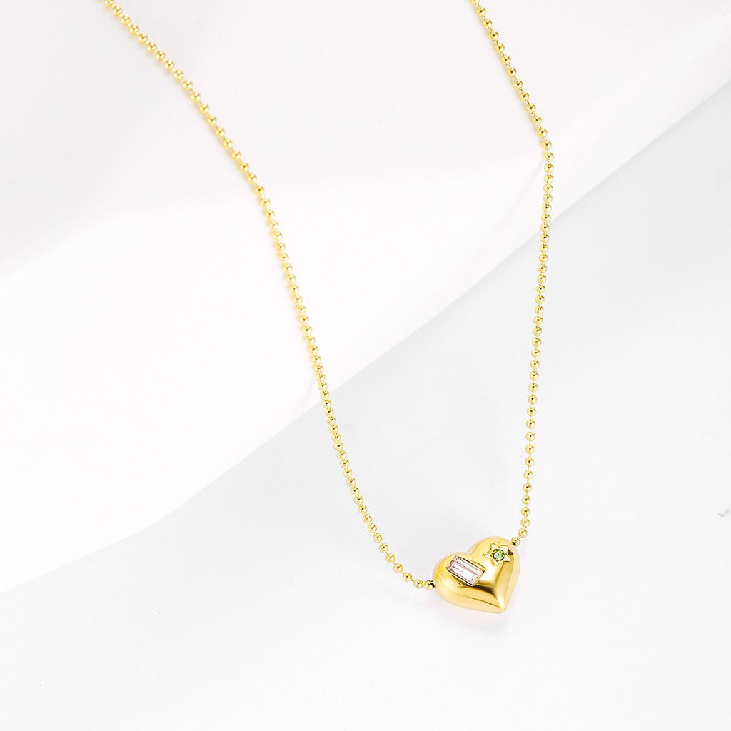 Love colored CZ Heart Pendant Necklace Customized Stainless Steel Jewelry Confession Love You for Valentine Day Mother Day Gift