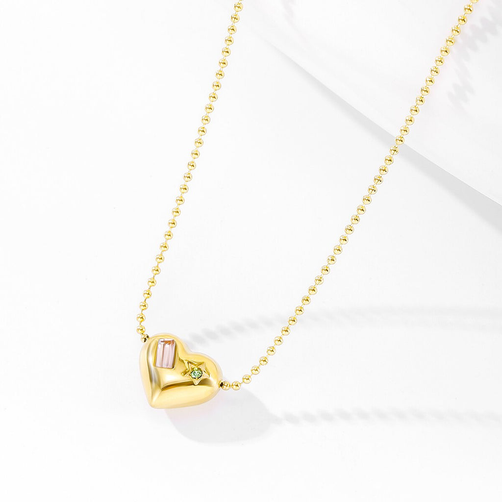 Love colored CZ Heart Pendant Necklace Customized Stainless Steel Jewelry Confession Love You for Valentine Day Mother Day Gift