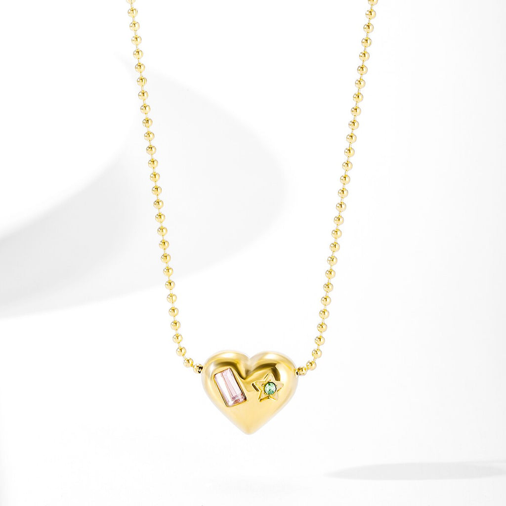 Love colored CZ Heart Pendant Necklace Customized Stainless Steel Jewelry Confession Love You for Valentine Day Mother Day Gift