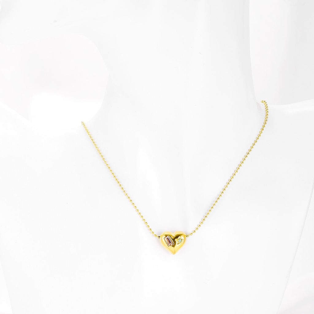 Love colored CZ Heart Pendant Necklace Customized Stainless Steel Jewelry Confession Love You for Valentine Day Mother Day Gift