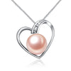 Love heart design pendant necklace in 925 sterling silver with 9-10mm high luster natural pearl fine jewelry for women girls Hot