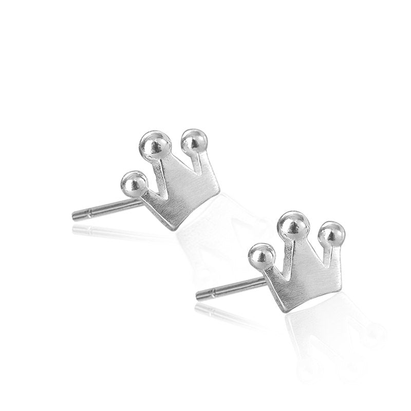 Loved By Women 925 Sterling Silver Crown Stud Earrings Fine Jewelry For Lady Elegant Temperament Classic Style New Arrival