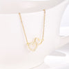 Lovely 2 Heart Pendant Women's Necklace Simple CZ Crystal Gold Color Clavicle Chain Wedding Jewelry 2022