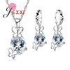 Lovely Butterfly CZ Crystal Wedding Jewelry Set Gem Jewelry Set Drop Water Pendant Necklace Earrings Set925 Sterling Silver