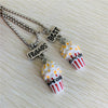 Lovely Imitation Food Popcorn Necklace Letter Friend Resin Alloy Bead Chain Necklace For Friend&#39;s Christmas Gift