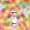 Lovely Imitation Food Popcorn Necklace Letter Friend Resin Alloy Bead Chain Necklace For Friend&#39;s Christmas Gift