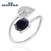 Lovely Leaf Natural Gemstone Sapphire Rings For Women 925 Sterling Silver Engagement Wedding Jewelry Adjustable Fine Jewelry