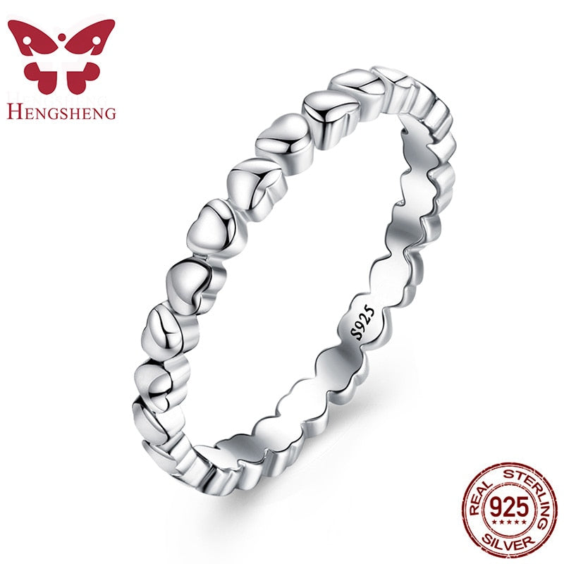 Lovely Little Heart Women Finger Ring 100% Solid Sterling Silver for Women Wedding Anniversary Jewelry