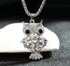 Lovely Little Owl Necklace Pendants Silver Rhinestone Necklace Women Long Chain Necklaces Girl Jewelry Gifts
