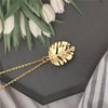 Lovely Monstera Leaf Cystal in Center Small Charm Pendant Necklace For Women Girl Simple Jewelry Decoration