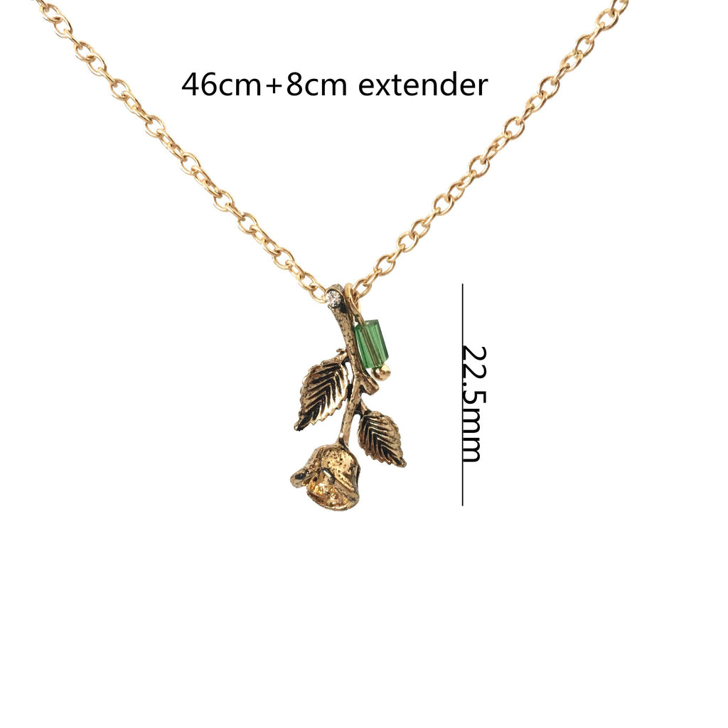 Lovely Monstera Leaf Cystal in Center Small Charm Pendant Necklace For Women Girl Simple Jewelry Decoration