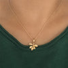 Lovely Monstera Leaf Cystal in Center Small Charm Pendant Necklace For Women Girl Simple Jewelry Decoration