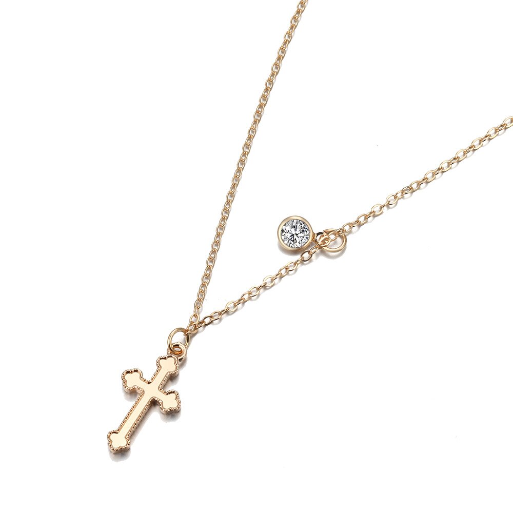 Lovely Necklace For Women Choker Cross Necklace Crystal Girl Friend Collares Gold Color Jewelry