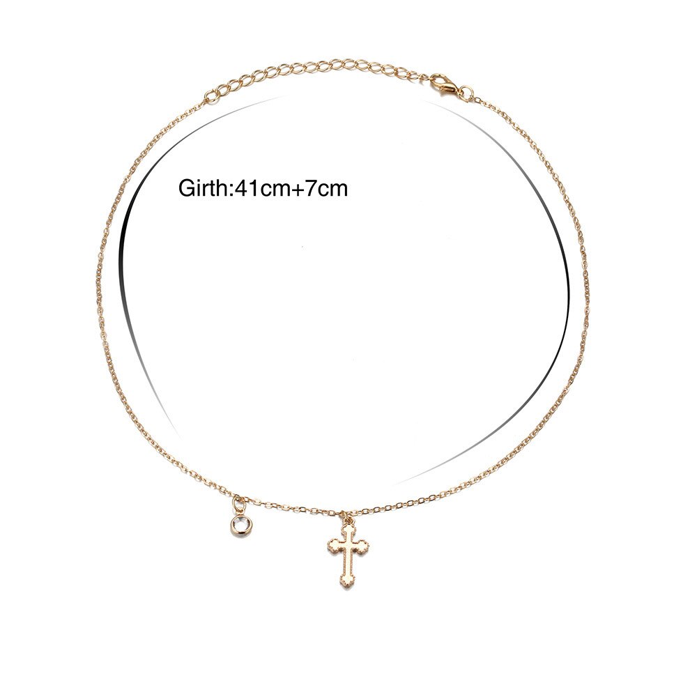 Lovely Necklace For Women Choker Cross Necklace Crystal Girl Friend Collares Gold Color Jewelry