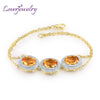 Lovely New Citrine Bracelet 14K Yellow Gold Natural Diamond Jewelry Good Quality Gemstone for Girl Party Gift WP025