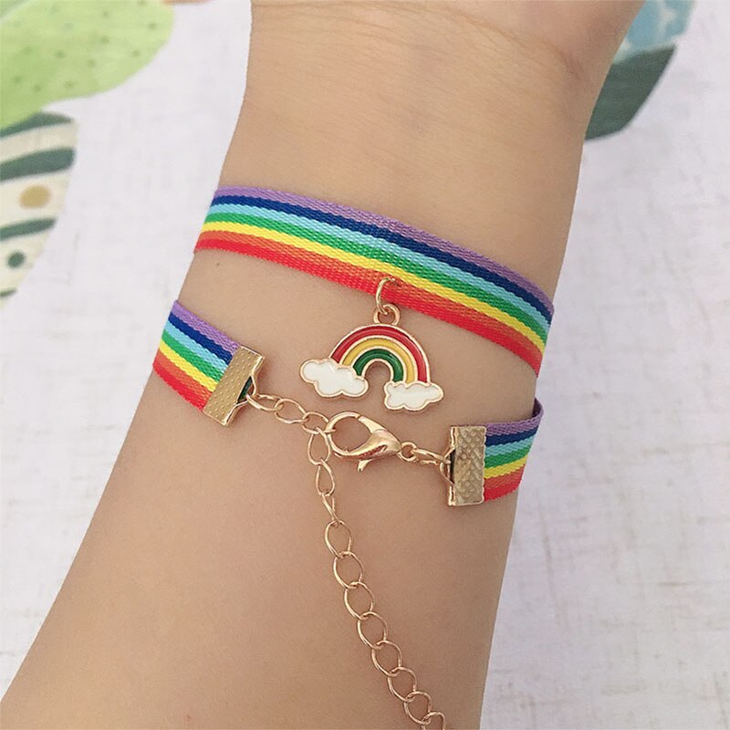 Lovely Rainbow Choker Necklace with Pendants Goth Summer Lace Necklace Vintage Women's Jewelry Girls Aesthetic Collier Femme