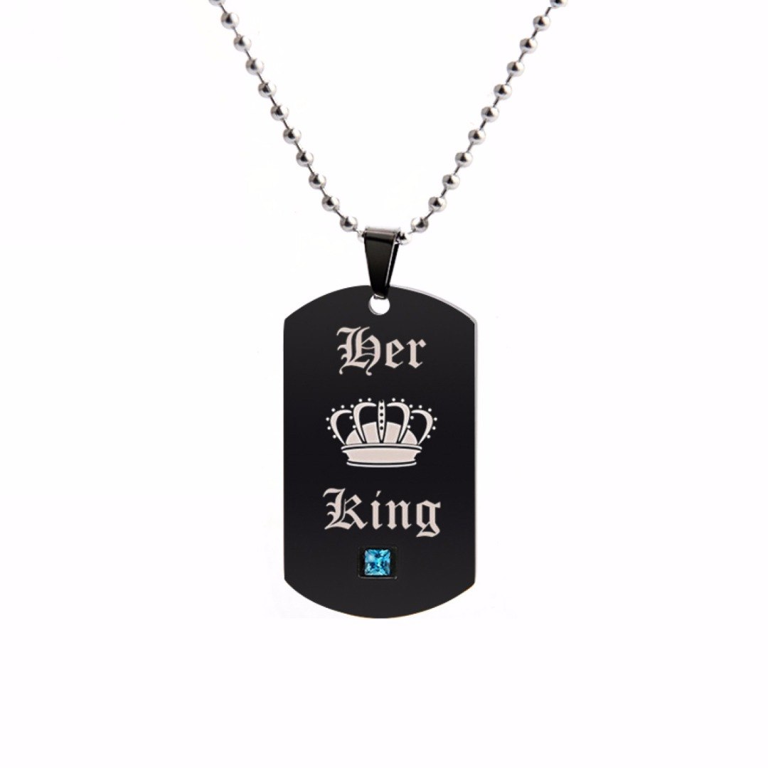Lover Couple Necklaces Dog Tag Pendant Necklace His and Her His Queen Her King Charm Jewelry Accessories Collier Femme