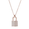 Lover Lock Pendant Choker Necklace For Women CZ Zircon Rose Gold Silvery Chain Simple Necklaces Women Jewelry
