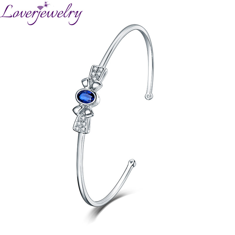 18K White Gold Sapphire Bracelet for Christmas Gift Diamond Bangle Wholesale for Women