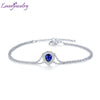Luxury Solid 18K White Gold Blue Pear Sapphire Wedding Diamond Bracelet for Women Christmas Gift