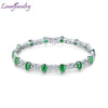 New Arrival Natural Green Emerald Wedding Bracelet Solid 18K White Gold Sparkly Diamond Jewelry for Women Christmas