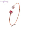 Solid 18K Rose Gold Pear Cut Natural Ruby Wedding Diamond Bracelet Promised Jewelry for Women